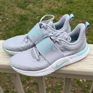 Nike Light Gray and Teal Athletic Slip-On Sneakers